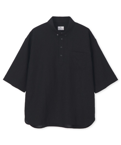 LANVIN en Bleu(ランバンオンブルー)の「コットン/リネン素材 7分袖 ボタンダウン スタンドカラーシャツ(シャツ/ブラウス・メンズ・ネイビー/ブラック/ベージュ・52/50/48/46)」の14枚目の写真