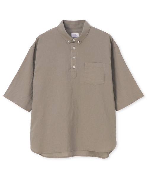 LANVIN en Bleu(ランバンオンブルー)の「コットン/リネン素材 7分袖 ボタンダウン スタンドカラーシャツ(シャツ/ブラウス・メンズ・ネイビー/ブラック/ベージュ・52/50/48/46)」の13枚目の写真