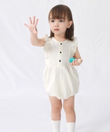 enhenn（エンヘン）の「enhennbaby ベビー フリルロンパース ノースリーブ 薄手 新生児用（つなぎ/オールインワン）」