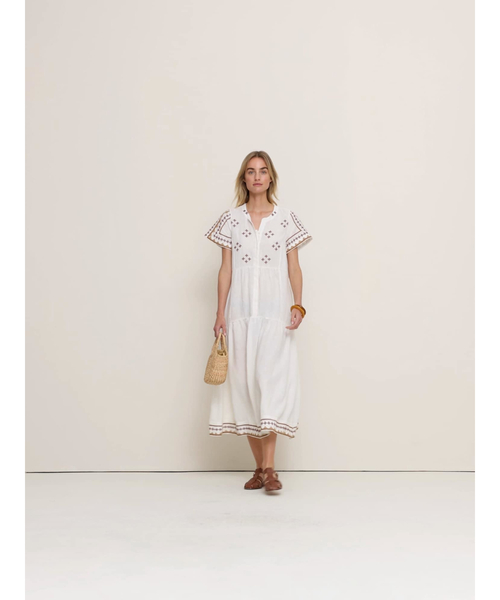 Banana Republic(バナナリパブリック)の「エンブロイダリー リネン ティアード マキシドレス(ワンピース・レディース・ホワイト・XS/L/M/S)」の4枚目の写真
