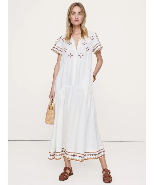 Banana Republic(バナナリパブリック)の「エンブロイダリー リネン ティアード マキシドレス(ワンピース・レディース・ホワイト・XS/L/M/S)」の1枚目の写真