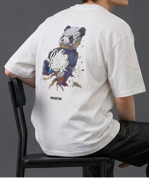 revertical(リバーティカル)の「バックアートベアプリント半袖Tシャツ/フロントロゴ カットソー(Tシャツ/カットソー・メンズ・ブラック/ホワイト・LARGE/MEDIUM)」の1枚目の写真