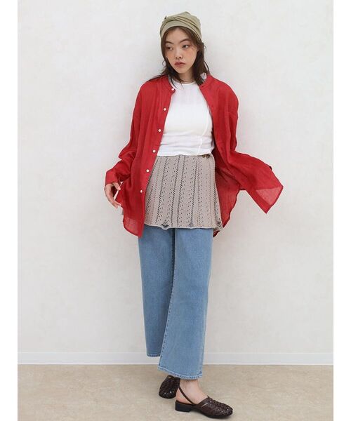 FIKA.(フィーカ)の「Sheer linen banded collar blouse(シャツ/ブラウス・レディース・レッド/ホワイト/ブラック・FREE)」の6枚目の写真