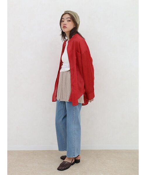 FIKA.(フィーカ)の「Sheer linen banded collar blouse(シャツ/ブラウス・レディース・レッド/ホワイト/ブラック・FREE)」の7枚目の写真