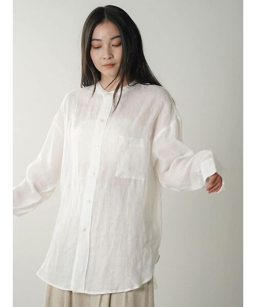 FIKA.(フィーカ)の「Sheer linen banded collar blouse(シャツ/ブラウス・レディース・レッド/ホワイト/ブラック・FREE)」の9枚目の写真