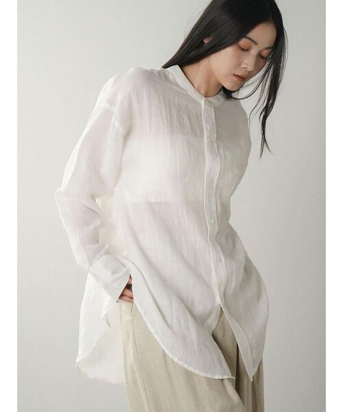 FIKA.(フィーカ)の「Sheer linen banded collar blouse(シャツ/ブラウス・レディース・レッド/ホワイト/ブラック・FREE)」の10枚目の写真