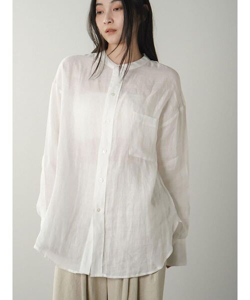 FIKA.(フィーカ)の「Sheer linen banded collar blouse(シャツ/ブラウス・レディース・レッド/ホワイト/ブラック・FREE)」の12枚目の写真