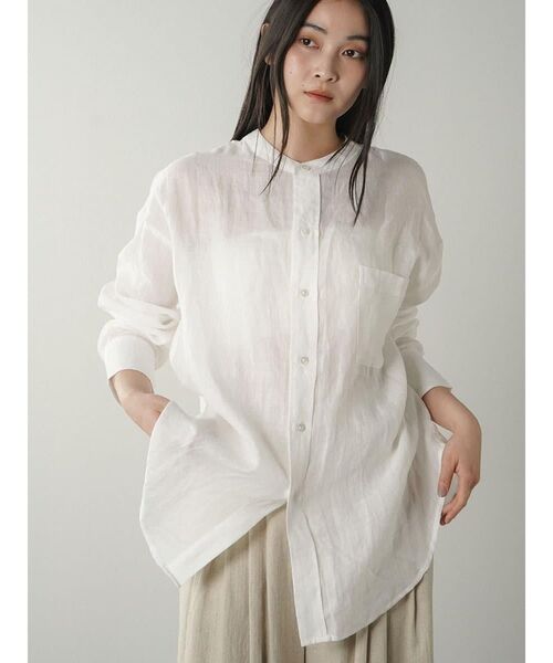 FIKA.(フィーカ)の「Sheer linen banded collar blouse(シャツ/ブラウス・レディース・レッド/ホワイト/ブラック・FREE)」の13枚目の写真