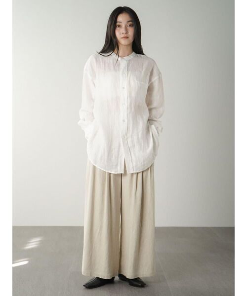 FIKA.(フィーカ)の「Sheer linen banded collar blouse(シャツ/ブラウス・レディース・レッド/ホワイト/ブラック・FREE)」の14枚目の写真
