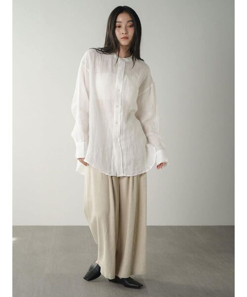 FIKA.(フィーカ)の「Sheer linen banded collar blouse(シャツ/ブラウス・レディース・レッド/ホワイト/ブラック・FREE)」の15枚目の写真