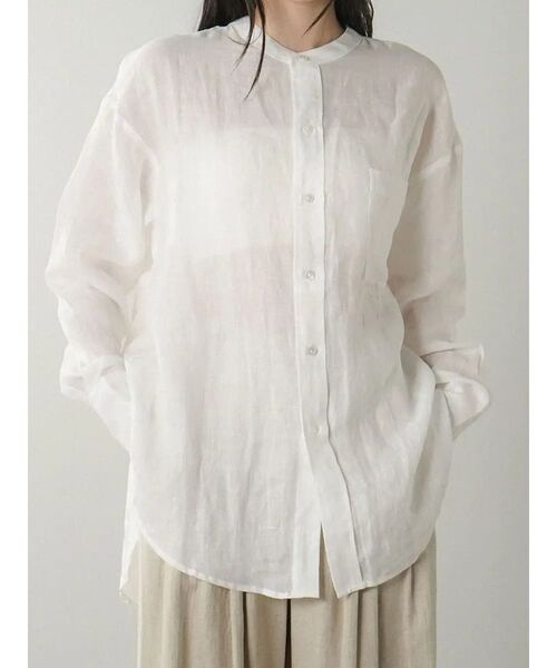FIKA.(フィーカ)の「Sheer linen banded collar blouse(シャツ/ブラウス・レディース・レッド/ホワイト/ブラック・FREE)」の8枚目の写真