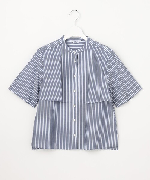 J.PRESS Ladies(J.プレス レディス)の「【一枚で着映え】シルフィーローン ストライプ バンドカラー ブラウス(シャツ/ブラウス・レディース・ベージュ系1/ネイビー系1/サックスブルー系1・XS)」の16枚目の写真