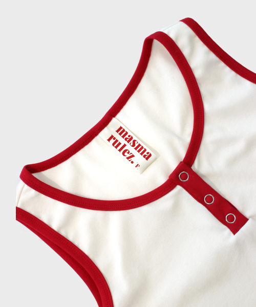MASMARULEZ APPAREL(マスマルールズ アパレル)の「Color Trim Henry Neck Sleeveless Top_2 Colors(Tシャツ/カットソー・レディース・レッド/ネイビー・ONE SIZE)」の7枚目の写真