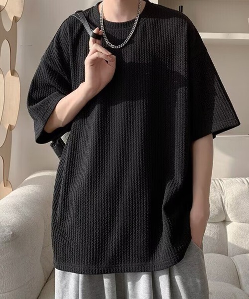 KELVIN(ケルヴァン)の「Waffle Oversized T-Shirt ワッフルオーバーサイズTシャツ(Tシャツ/カットソー・メンズ・ホワイト/ブラック・MEDIUM/LARGE)」の2枚目の写真