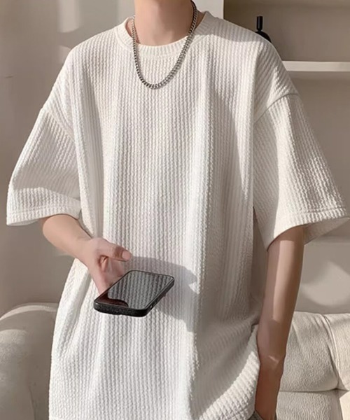 KELVIN(ケルヴァン)の「Waffle Oversized T-Shirt ワッフルオーバーサイズTシャツ(Tシャツ/カットソー・メンズ・ホワイト/ブラック・MEDIUM/LARGE)」の3枚目の写真