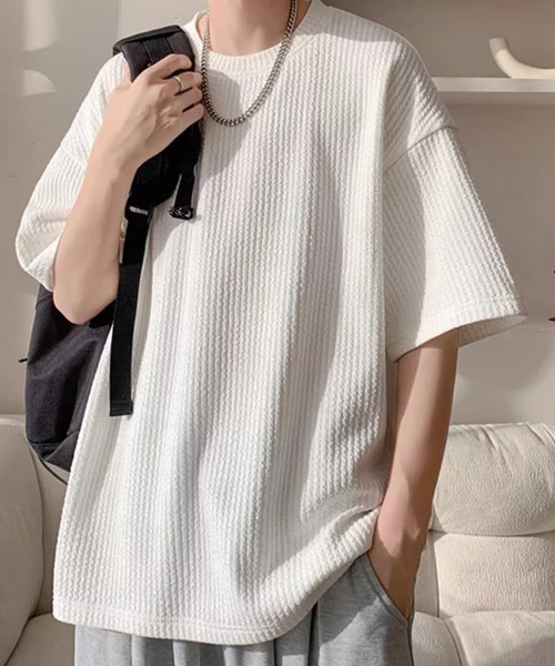 KELVIN(ケルヴァン)の「Waffle Oversized T-Shirt ワッフルオーバーサイズTシャツ(Tシャツ/カットソー・メンズ・ホワイト/ブラック・MEDIUM/LARGE)」の5枚目の写真
