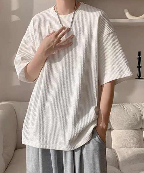 KELVIN(ケルヴァン)の「Waffle Oversized T-Shirt ワッフルオーバーサイズTシャツ(Tシャツ/カットソー・メンズ・ホワイト/ブラック・MEDIUM/LARGE)」の6枚目の写真