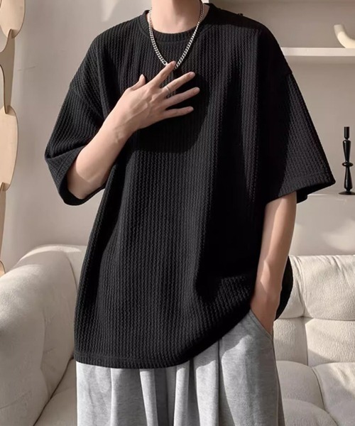 KELVIN(ケルヴァン)の「Waffle Oversized T-Shirt ワッフルオーバーサイズTシャツ(Tシャツ/カットソー・メンズ・ホワイト/ブラック・MEDIUM/LARGE)」の8枚目の写真
