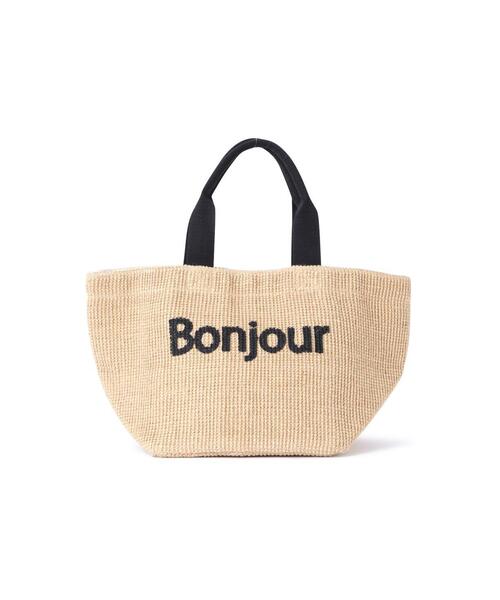 FABRICO（ファブリコ）の「【FABRICOコラボ】ジュートバッグBonjour（かごバッグ・レディース・ホワイト系その他・ﾌﾘ-）」の2枚目の写真