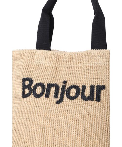 FABRICO（ファブリコ）の「【FABRICOコラボ】ジュートバッグBonjour（かごバッグ・レディース・ホワイト系その他・ﾌﾘ-）」の6枚目の写真