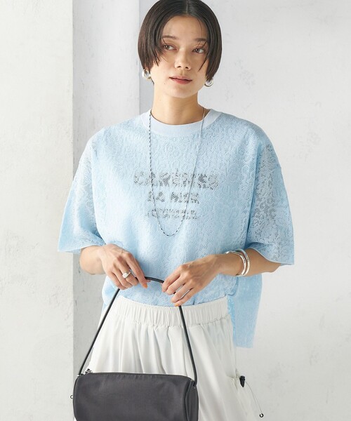 SHIPS(シップス)の「〈手洗い可能〉レース ジャカード ショートスリーブ カットソー(Tシャツ/カットソー・レディース・ブラウン/ライトブルー/オフホワイト・ONE SIZE)」の17枚目の写真