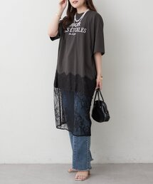 【選べるデザイン!】裾レースロゴTシャツ