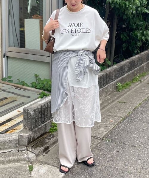 Remind me and forever(リマインドミーアンドフォーエバー)の「【選べるデザイン!】裾レースロゴTシャツ(Tシャツ/カットソー・レディース・スミクロ/ホワイト/ブラック/オフホワイト・FREE)」の17枚目の写真