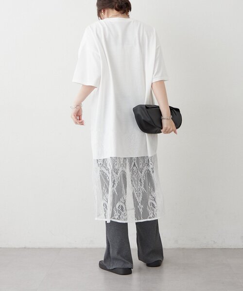 Remind me and forever(リマインドミーアンドフォーエバー)の「【選べるデザイン!】裾レースロゴTシャツ(Tシャツ/カットソー・レディース・スミクロ/ホワイト/ブラック/オフホワイト・FREE)」の22枚目の写真