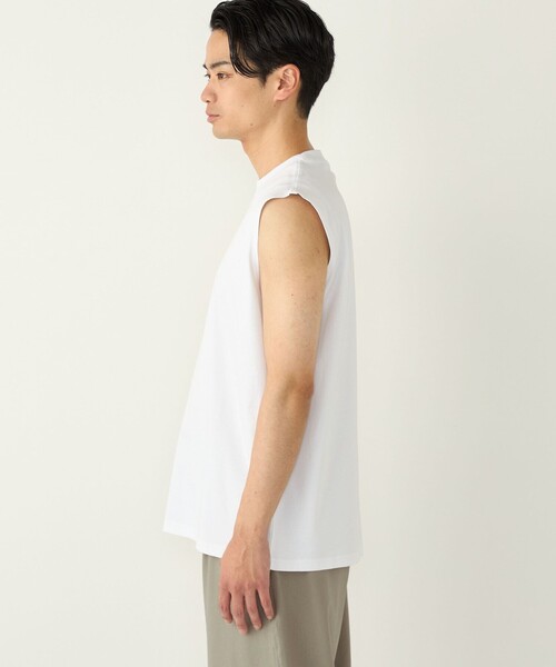 SHIPS Colors(シップス カラーズ)の「SHIPS Colors:〈抗菌防臭・接触冷感〉シルケット コットン ノースリーブ Tシャツ(タンクトップ・メンズ・ライトホワイト/ブラック・MEDIUM/LARGE/X-LARGE)」の18枚目の写真