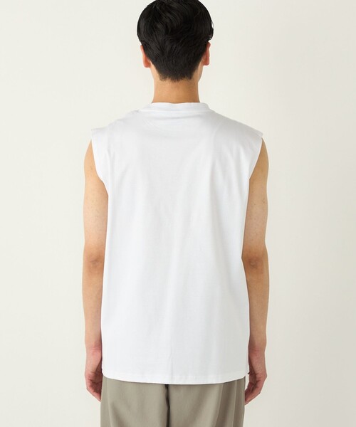 SHIPS Colors(シップス カラーズ)の「SHIPS Colors:〈抗菌防臭・接触冷感〉シルケット コットン ノースリーブ Tシャツ(タンクトップ・メンズ・ライトホワイト/ブラック・MEDIUM/LARGE/X-LARGE)」の19枚目の写真