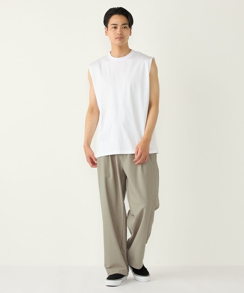 SHIPS Colors(シップス カラーズ)の「SHIPS Colors:〈抗菌防臭・接触冷感〉シルケット コットン ノースリーブ Tシャツ(タンクトップ・メンズ・ライトホワイト/ブラック・MEDIUM/LARGE/X-LARGE)」の20枚目の写真