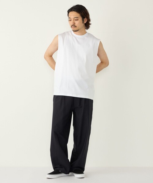 SHIPS Colors(シップス カラーズ)の「SHIPS Colors:〈抗菌防臭・接触冷感〉シルケット コットン ノースリーブ Tシャツ(タンクトップ・メンズ・ライトホワイト/ブラック・MEDIUM/LARGE/X-LARGE)」の21枚目の写真