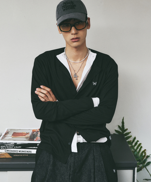 Ribbed Butterfly patch кардиган — черный