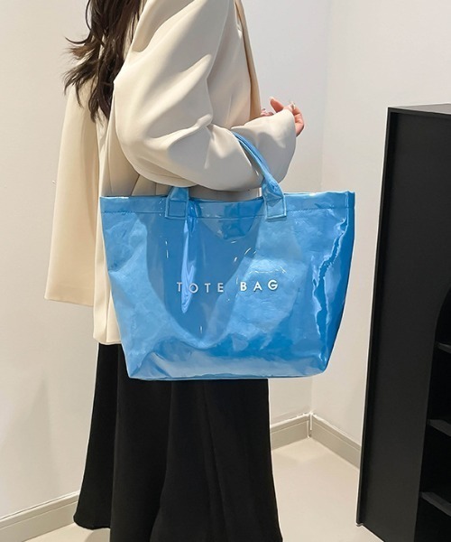 Mela(メラ)の「クリアPVCトートバッグ(トートバッグ・レディース・ブラック/ブルー/ピンク/グリーン/ホワイト/イエロー/シルバー・FREE)」の10枚目の写真