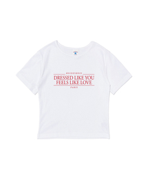 ライクユー ミニマルレタリング クロップ 半袖Tシャツ (ホワイト)