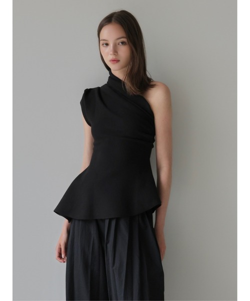 AMOMMA(アモマ)の「DRAPE PEPLUM TOP(Tシャツ/カットソー・レディース・ブラック/アイボリー/グレー・FREE)」の7枚目の写真