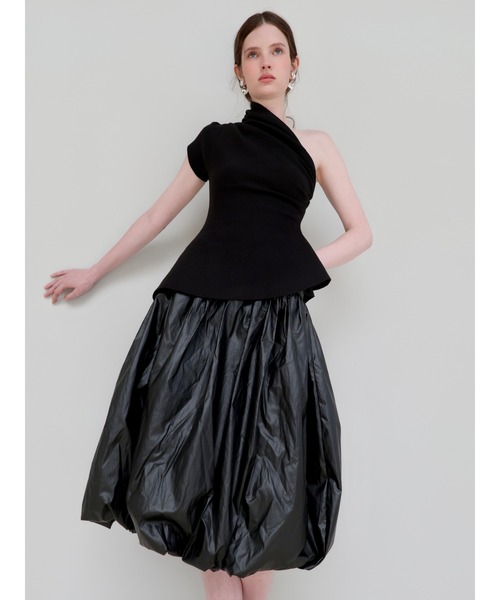 AMOMMA(アモマ)の「DRAPE PEPLUM TOP(Tシャツ/カットソー・レディース・ブラック/アイボリー/グレー・FREE)」の15枚目の写真