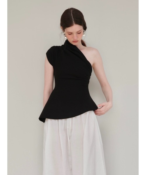 AMOMMA(アモマ)の「DRAPE PEPLUM TOP(Tシャツ/カットソー・レディース・ブラック/アイボリー/グレー・FREE)」の18枚目の写真