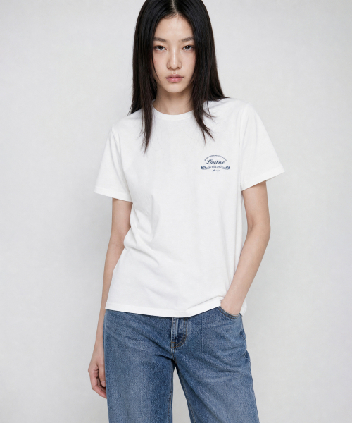 LOOKAST（ルックキャスト）の「[ユニセックス]リブレタリングTシャツ_ホワイト / RIV LETTERING T-SHIRT_WHITE（Tシャツ/カットソー・メンズ・ホワイト・SMALL/MEDIUM/LARGE/X-LARGE）」の2枚目の写真