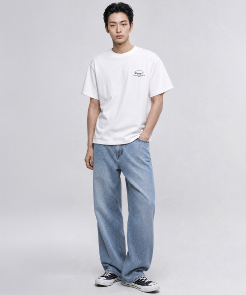 LOOKAST（ルックキャスト）の「[ユニセックス]リブレタリングTシャツ_ホワイト / RIV LETTERING T-SHIRT_WHITE（Tシャツ/カットソー・メンズ・ホワイト・SMALL/MEDIUM/LARGE/X-LARGE）」の5枚目の写真
