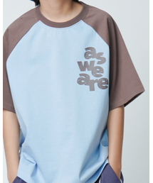 KRNR（クルナル）の「AWA オーバーサイズレグランジュニア半袖Tシャツ_ブルーブラウン（Tシャツ/カットソー）」