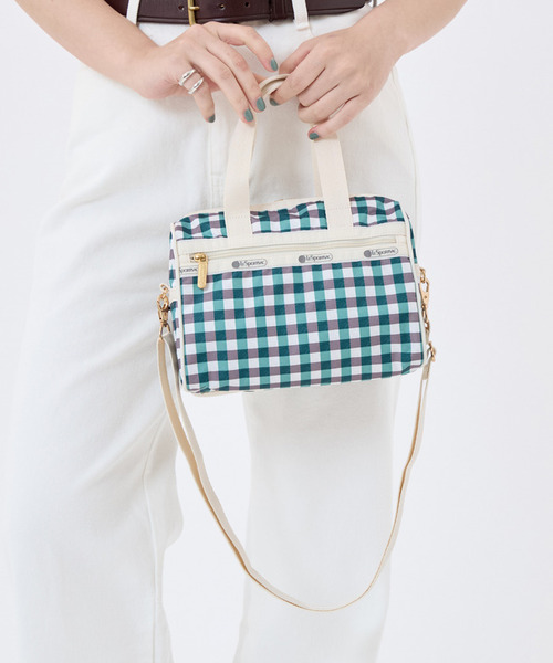 LeSportsac(レスポートサック)の「EVERYDAY SM SATCHEL フォレストギンガム(ショルダーバッグ・レディース・グリーン・FREE)」の5枚目の写真