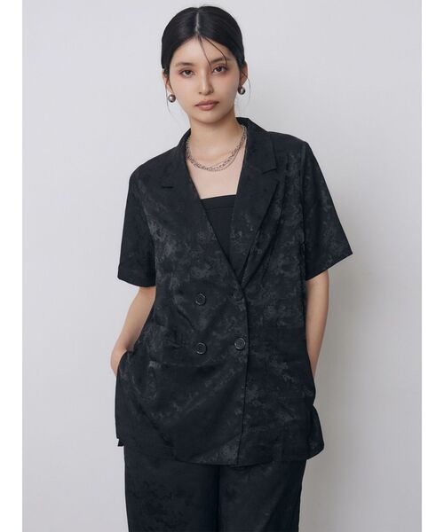 MURUA(ムルーア)の「【WEB限定】ジャガードフラワージャケット 夏服(テーラードジャケット・レディース・ミント/ブラック・FREE)」の6枚目の写真