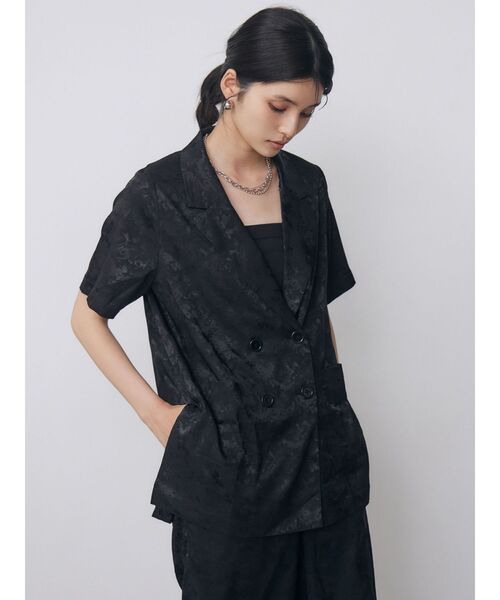 MURUA(ムルーア)の「【WEB限定】ジャガードフラワージャケット 夏服(テーラードジャケット・レディース・ミント/ブラック・FREE)」の7枚目の写真