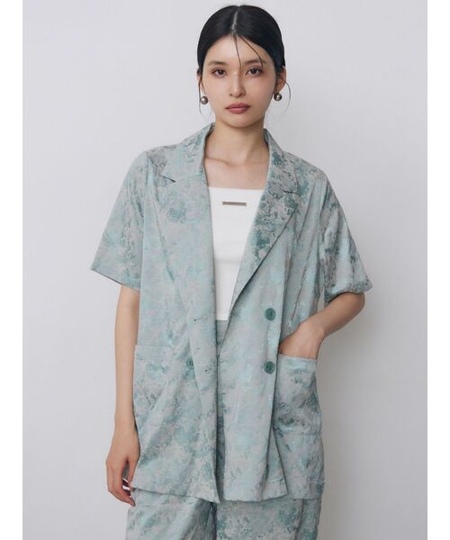 MURUA(ムルーア)の「【WEB限定】ジャガードフラワージャケット 夏服(テーラードジャケット・レディース・ミント/ブラック・FREE)」の16枚目の写真