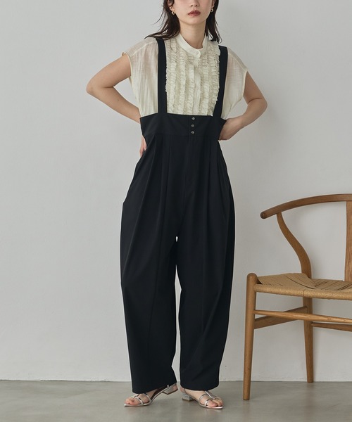 hunch（ハンチ）の「ハイツイストスラブ フレンチスリーブフリルブラウス（シャツ/ブラウス・レディース・ブルー/チャコール/オフホワイト・FREE）」の15枚目の写真