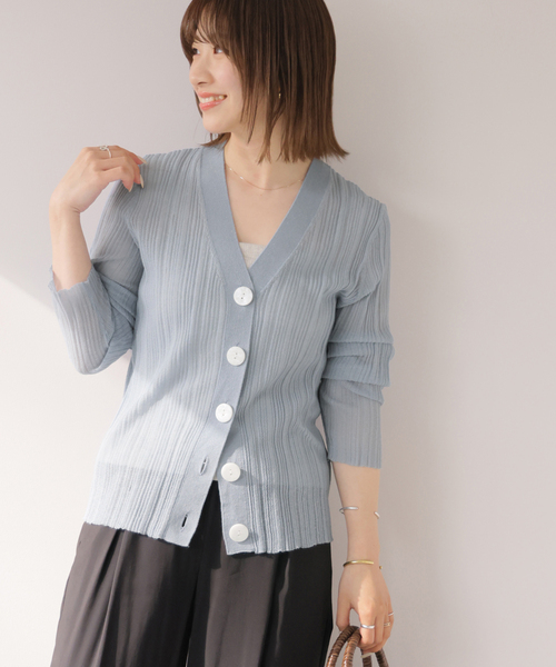 Torrazzo Donna(トラッゾドンナ)の「【TORRAZZO DONNA/トラッゾドンナ】クールタッチVネックニットカーディガン(カーディガン/ボレロ・レディース・ブラック/イエロー/ブルー・FREE)」の2枚目の写真