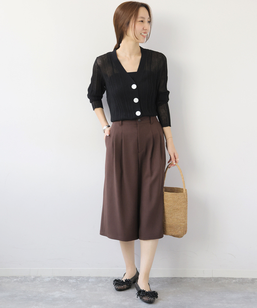 Torrazzo Donna(トラッゾドンナ)の「【TORRAZZO DONNA/トラッゾドンナ】クールタッチVネックニットカーディガン(カーディガン/ボレロ・レディース・ブラック/イエロー/ブルー・FREE)」の4枚目の写真