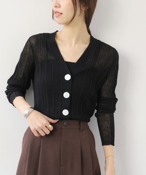 Torrazzo Donna(トラッゾドンナ)の「【TORRAZZO DONNA/トラッゾドンナ】クールタッチVネックニットカーディガン(カーディガン/ボレロ・レディース・ブラック/イエロー/ブルー・FREE)」の7枚目の写真
