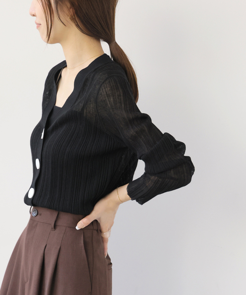 Torrazzo Donna(トラッゾドンナ)の「【TORRAZZO DONNA/トラッゾドンナ】クールタッチVネックニットカーディガン(カーディガン/ボレロ・レディース・ブラック/イエロー/ブルー・FREE)」の9枚目の写真